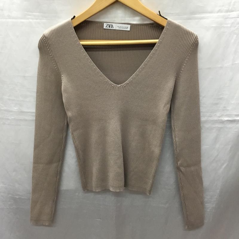 ザラ ZARA カットソー 長袖 M 無地 ベージュ / ベージュ / レディース USED 古着 中古 10121969