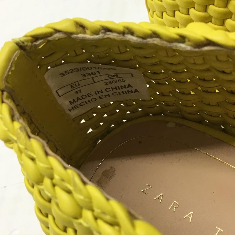 ザラ ZARA パンプス パンプス 3529 001 090 メッシュ 編み込み バレエシューズ 37 無地 黄 / イエロー / レディース USED 古着 中古 10111959