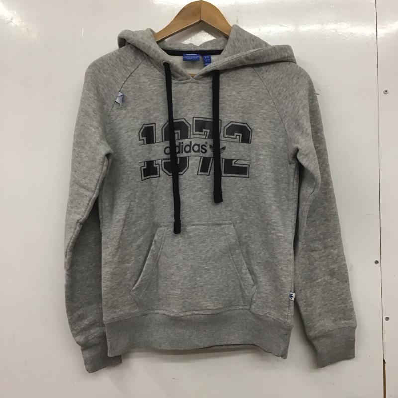 アディダス adidas パーカー 長袖 S19614 L プリント X ロゴ、文字 灰 / グレー / レディース USED 古着 中古 10139536
