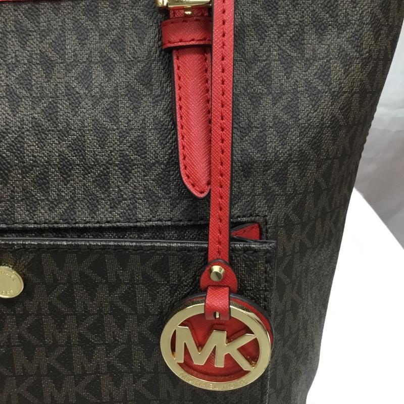 マイケルコース MICHAEL KORS トートバッグ トートバッグ 30S7GTTT8B 総柄 茶 / ブラウン / X 赤 / レッド / レディース USED 古着 中古 10117615