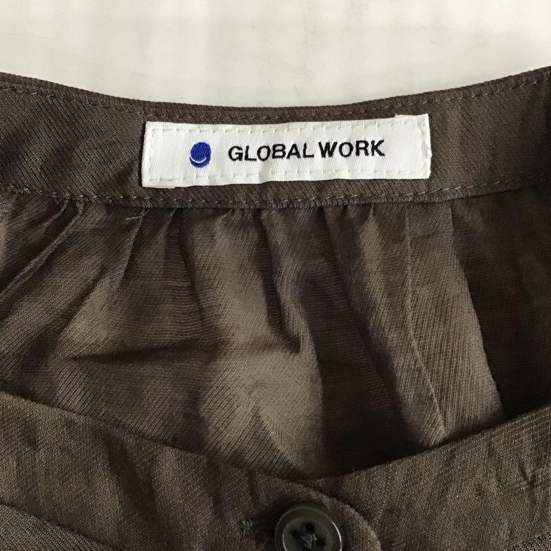グローバルワーク GLOBAL WORK シャツ、ブラウス 長袖 長袖シャツ ノーカラーシャツ カジュアルシャツ FREE 無地 茶 / ブラウン / レディース USED 古着 中古 10115248
