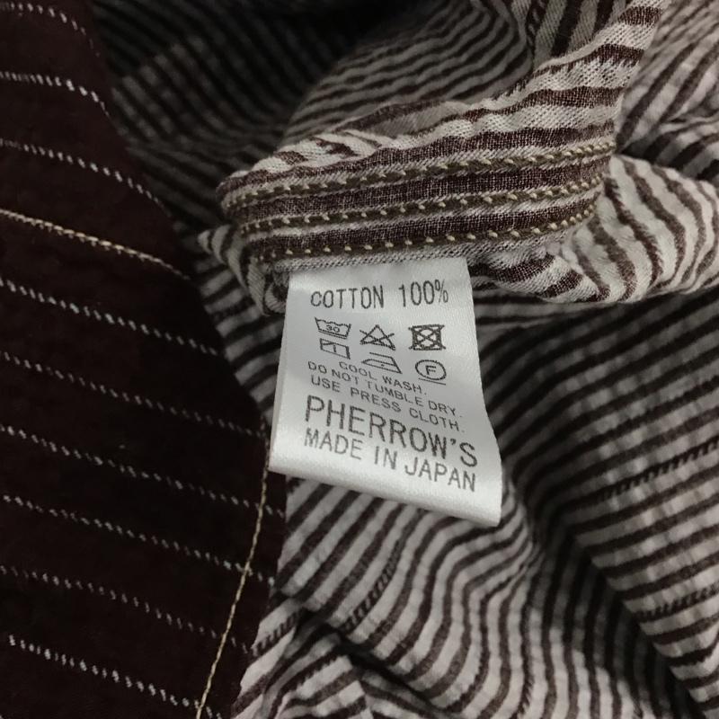 フェローズ Pherrow s シャツ、ブラウス 長袖 長袖シャツ ストライプシャツ カラーシャツ L ストライプ 茶 / ブラウン / メンズ USED 古着 中古 10148715