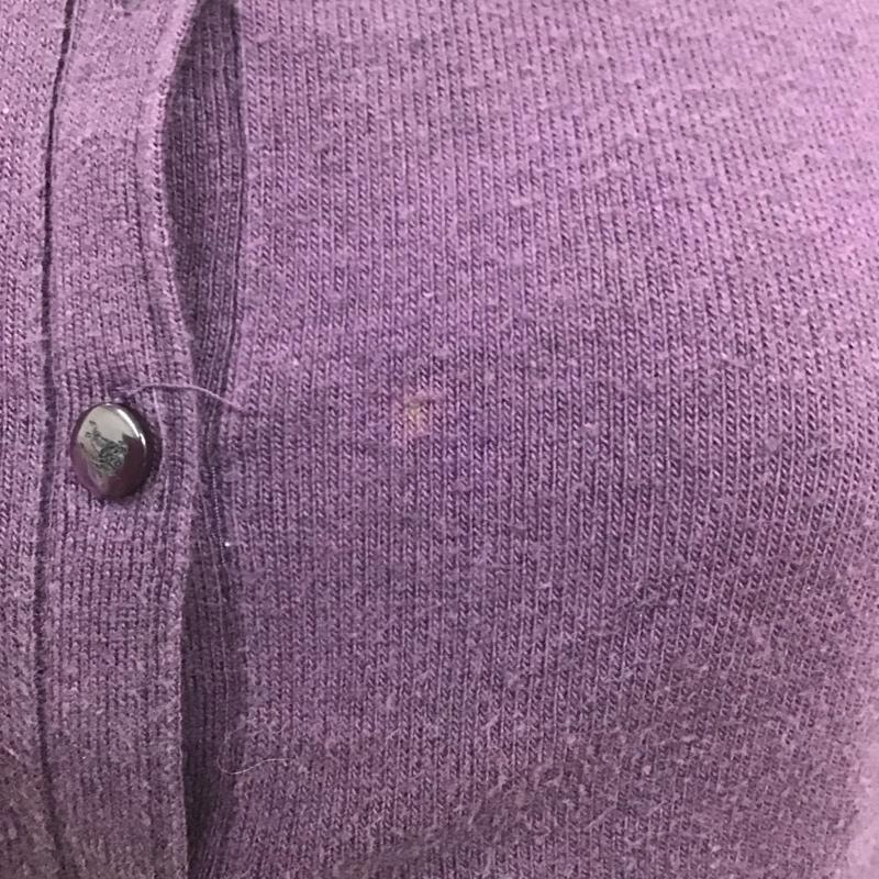 バーバリーブルーレーベル BURBERRY BLUE LABEL アンサンブルニット 七分袖 FBF06-605-36 ノースリーブニット クルーネック カーディガン 38 ワンポイント 紫 / パープル / レディース USED 古着 中古 10115479