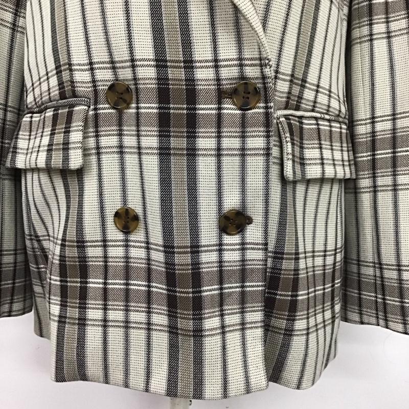 マウジー MOUSSY ジャケット、上着 ジャケット、ブレザー 010CSS30-0490 ダブルボタンジャケット 2 チェック 白 / ホワイト / X 茶 / ブラウン / X ダークブラウン / ダークブラウン / レディース USED 古着 中古 10124979