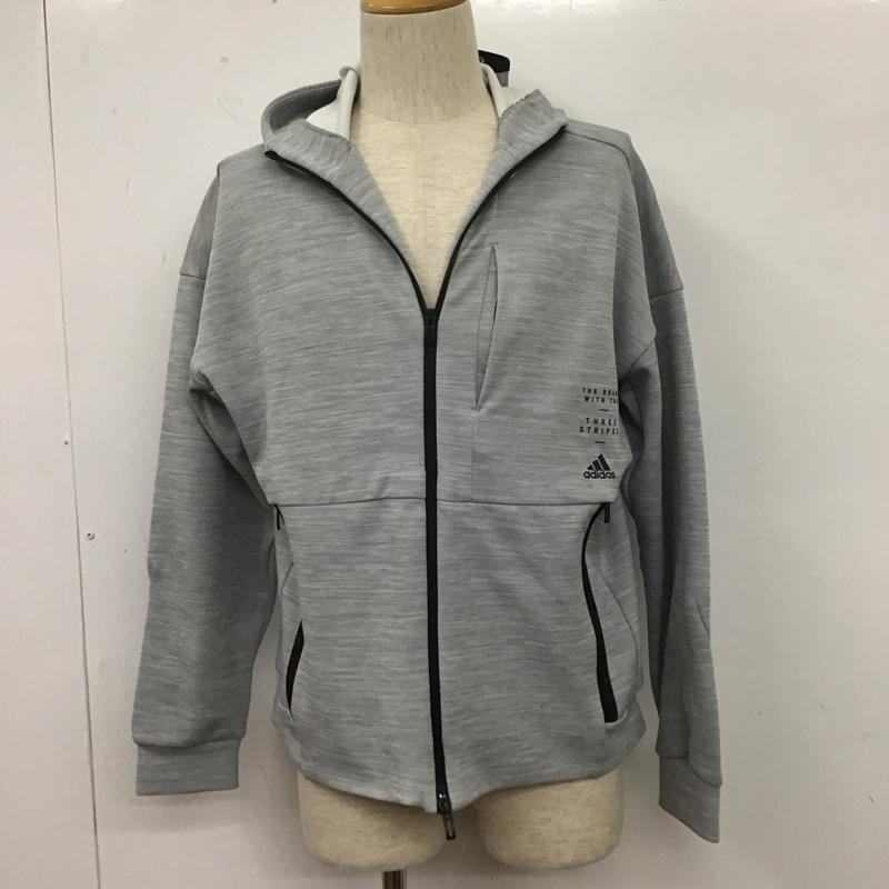 アディダス adidas パーカー 長袖 ED1946 ジップアップ パーカー L 無地 灰 / グレー / メンズ USED 古着 中古 10106238