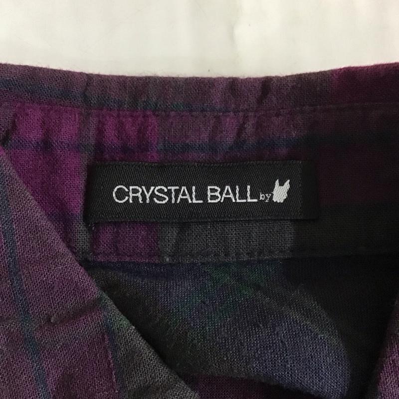 クリスタルボール CRYSTAL BALL シャツ、ブラウス 長袖 ボストンテリア フリル チュニック FREE チェック 紫 / パープル / X 紺 / ネイビー / X ダークグレー / ダークグレー / レディース USED 古着 中古 10115428