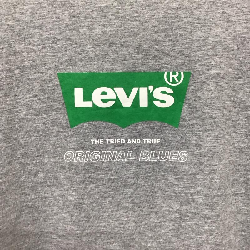 リーバイス Levi s カットソー 長袖 長袖カットソー プリントカットソー クルーネック M ロゴ、文字 灰 / グレー / メンズ USED 古着 中古 10137226
