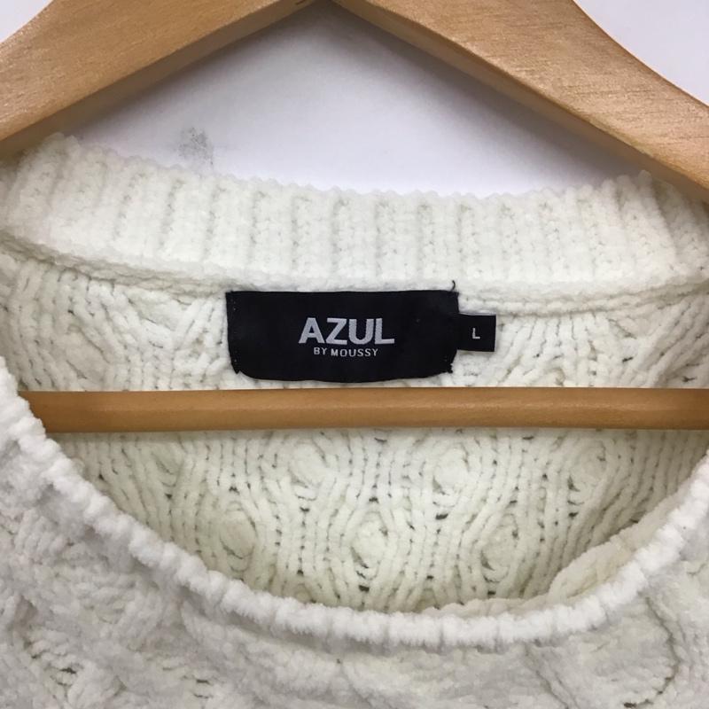 アズールバイマウジー AZUL BY MOUSSY ニット、セーター 長袖 CHENILLE CABLE PULLOVER 251eab70-089i L 無地 白 / ホワイト / メンズ USED 古着 中古 10120176