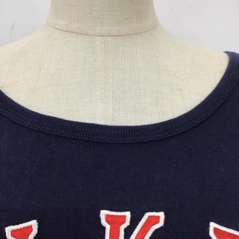 ミルクフェド MILKFED. Tシャツ 七分袖 0343910 チュニック ロング丈 M ロゴ、文字 紺 / ネイビー / レディース USED 古着 中古 10112028