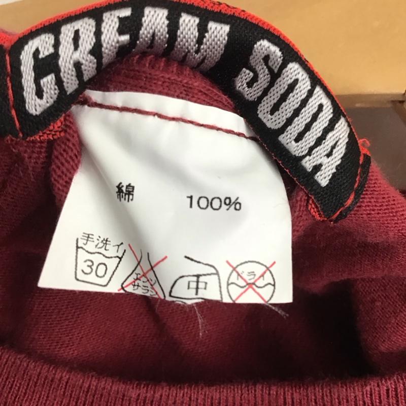 クリームソーダ CREAMSODA Tシャツ 半袖 半袖カットソー プリントTシャツ クルーネックカットソー ロゴ、文字 えんじ / ワインレッド / メンズ USED 古着 中古 10134074