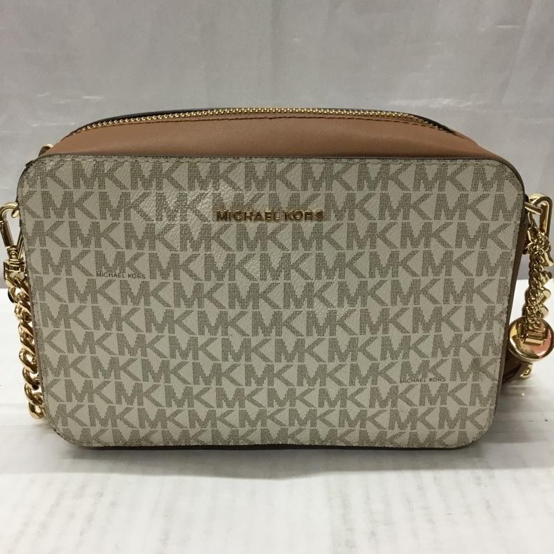 マイケルコース MICHAEL KORS ショルダーバッグ ショルダーバッグ 32F8GD5M2B フリンジ ロゴ 総柄 茶 / ブラウン / X オフホワイト / オフホワイト / レディース USED 古着 中古 10112518
