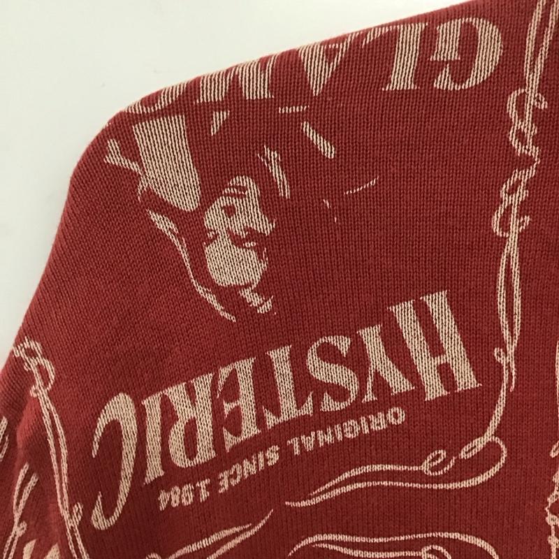ヒステリックグラマー HYSTERIC GLAMOUR カットソー 長袖 長袖カットソー プリントカットソー カラーネック 長袖ポロシャツ M プリント 赤 / レッド / メンズ USED 古着 中古 10132911