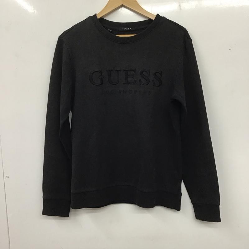 ゲス Guess トレーナー 長袖 長袖トレーナー スウェット クルーネック プルオーバー S ロゴ、文字 黒 / ブラック / メンズ USED 古着 中古 10136236