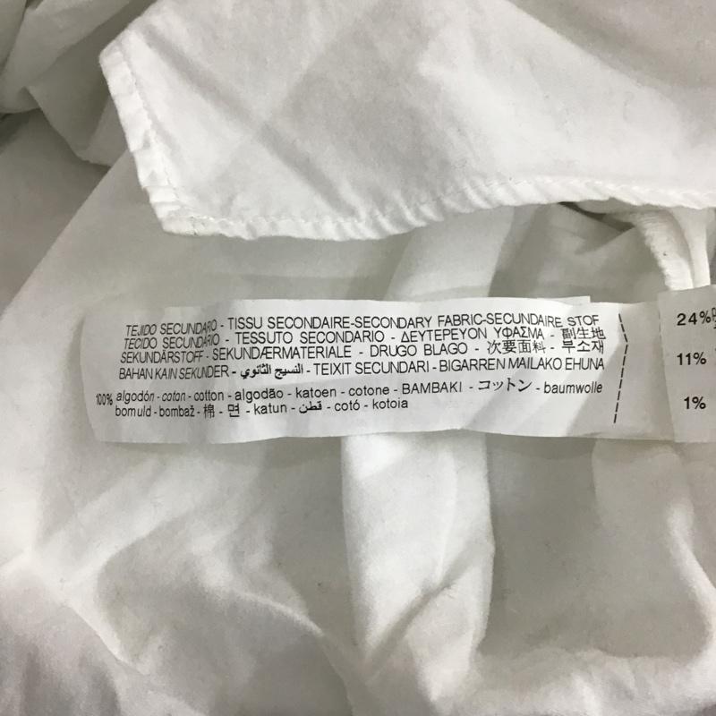 ザラ ZARA カットソー 半袖 半袖カットソー 半袖シャツカットソー 切り替えカットソー クルーネック L 総柄 白 / ホワイト / X 黒 / ブラック /  レディース USED 古着 中古 10105862