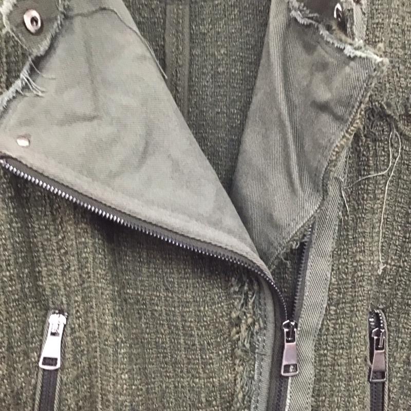 ザラ ZARA ジャケット、上着 ジャンパー、ブルゾン 8061 900 505 ノーカラー ライダース スタッズ M 無地 カーキ / カーキ / レディース USED 古着 中古 10138988
