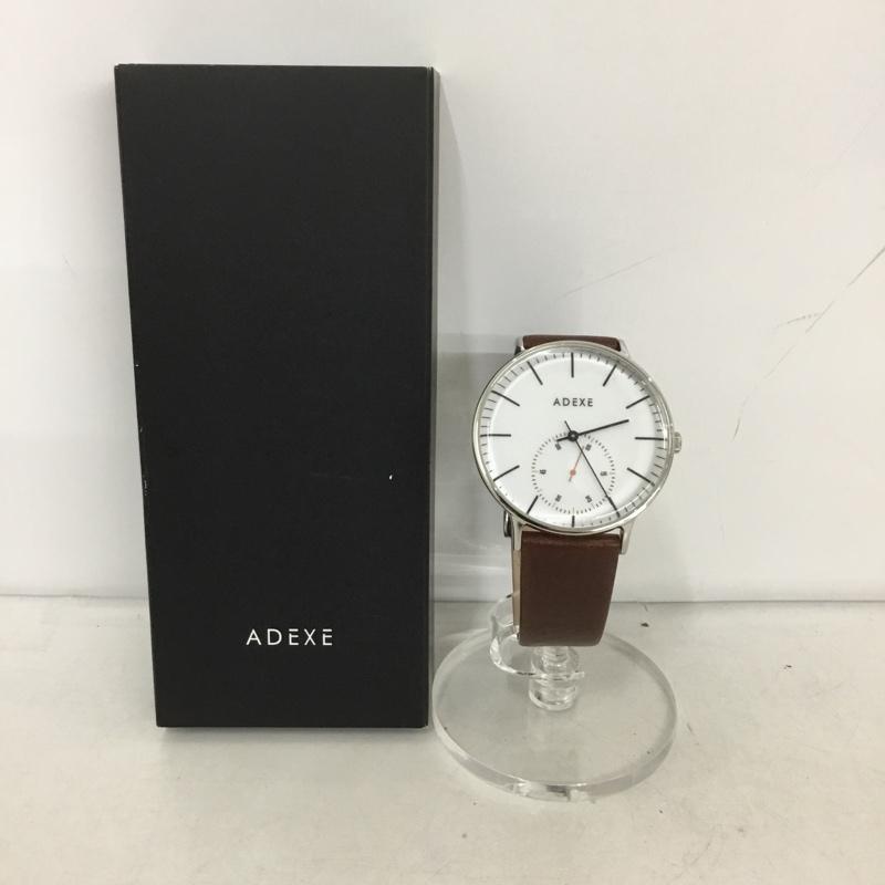 アデクス ADEXE 腕時計 アナログ(クォーツ式) 1868B-03 レザーベルト 箱有 ロゴ、文字 茶 / ブラウン / メンズ USED 古着 中古 10134935