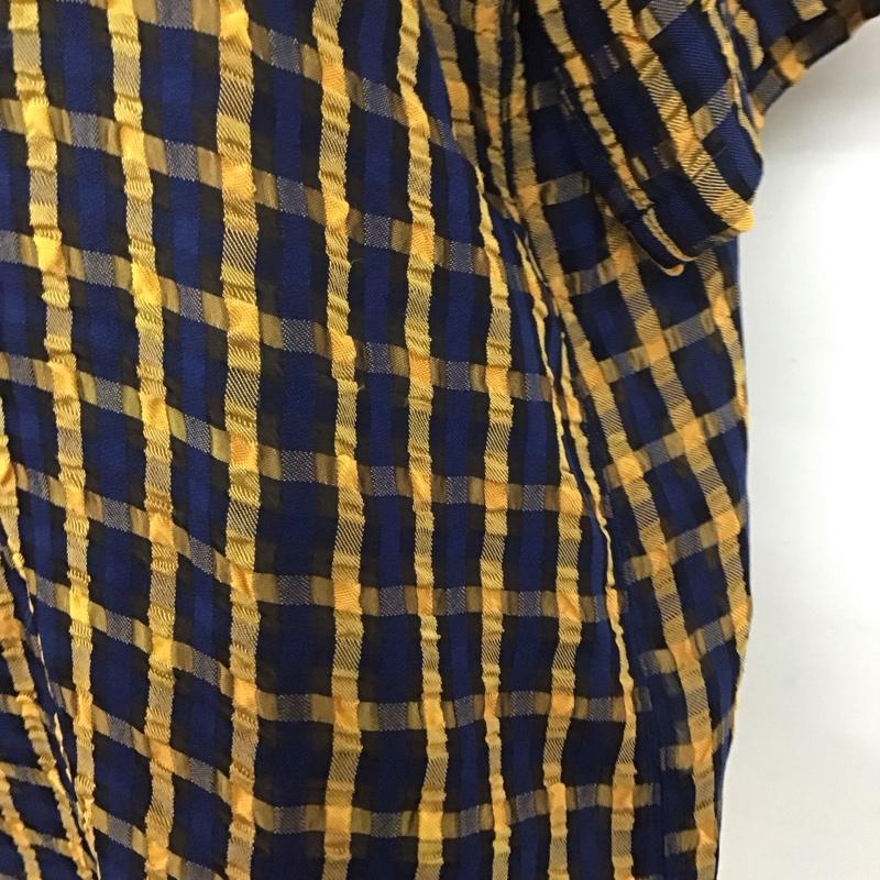 スライ SLY シャツ、ブラウス 半袖 030CSY30-5260 SHEER CHECK SH 開襟シャツ シアー FREE チェック 紺 / ネイビー / X 橙 / オレンジ / X 黒 / ブラック / レディース USED 古着 中古 10107938