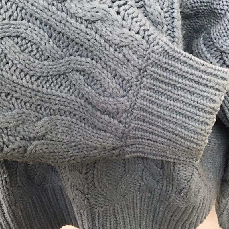 ローリーズファーム LOWRYS FARM ニット、セーター 長袖 長袖ニットカットソー ニット セーター Vネックニット L 総柄 青 / ブルー / レディース USED 古着 中古 10123785