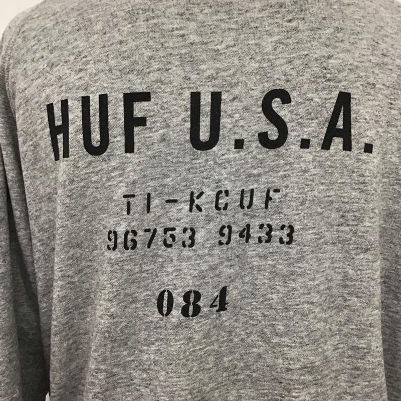 ハフ HUF トレーナー 長袖 長袖スウェット 長袖トレーナー リブカットソー 長袖カットソー プリントトレーナー S ロゴ、文字 灰 / グレー / メンズ USED 古着 中古 10110934