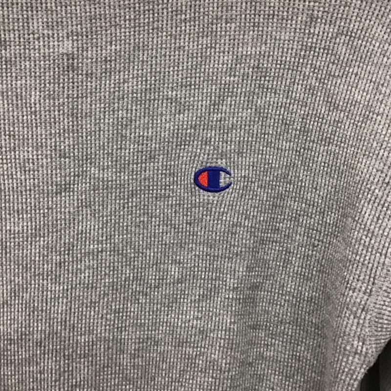 チャンピオン Champion カットソー 長袖 cw-s414 レディース長袖Tシャツ サーマル 長袖カットソー M ロゴ、文字 灰 / グレー / レディース USED 古着 中古 10128750