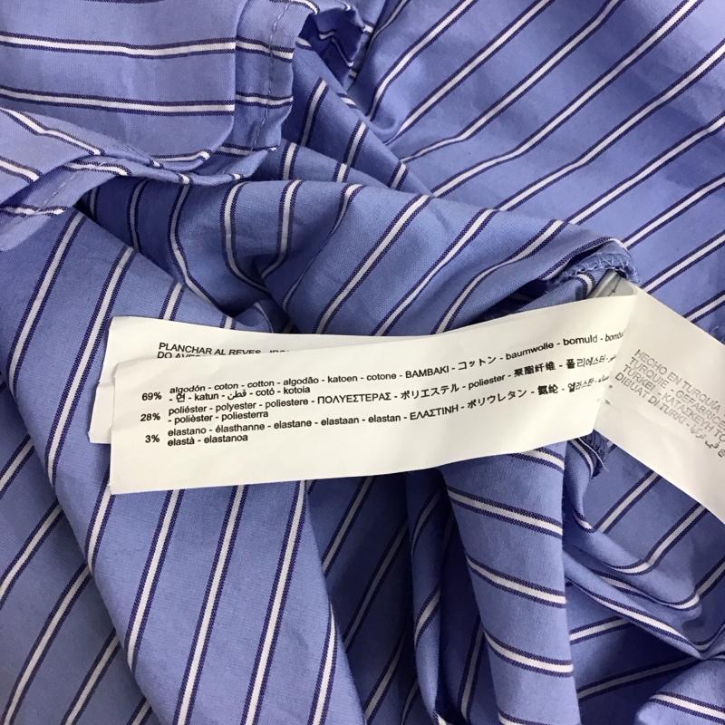 ザラ ZARA シャツ、ブラウス 長袖 7385 186 400 オーバーサイズ XS ストライプ 青 / ブルー / X 白 / ホワイト / レディース USED 古着 中古 10122675