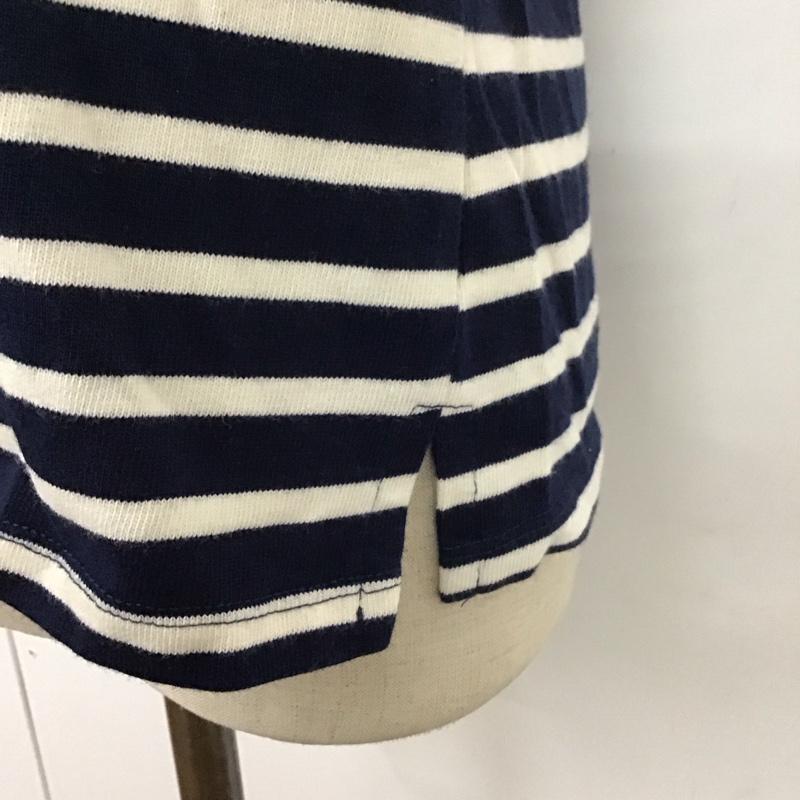 ザラ ZARA カットソー 半袖 0858 460 066 フレンチスリーブ ノースリーブ S ボーダー柄 白 / ホワイト / X 紺 / ネイビー /  レディース USED 古着 中古 10113490