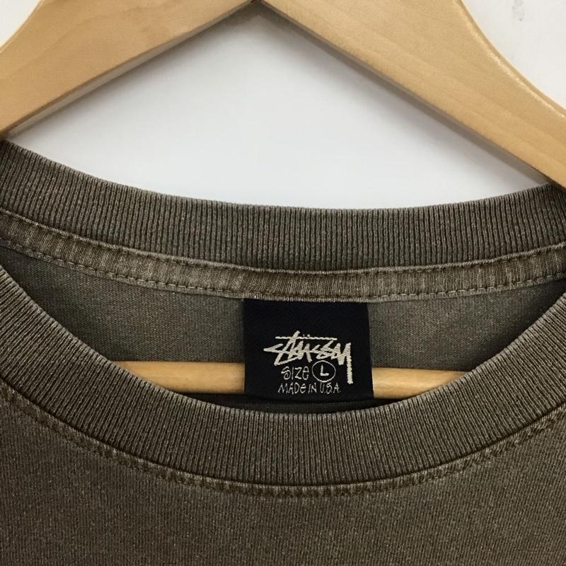 ステューシー STUSSY Tシャツ 半袖 半袖カットソー プリントTシャツ クルーネックカットソー L ロゴ、文字 茶 / ブラウン / メンズ USED 古着 中古 10138748
