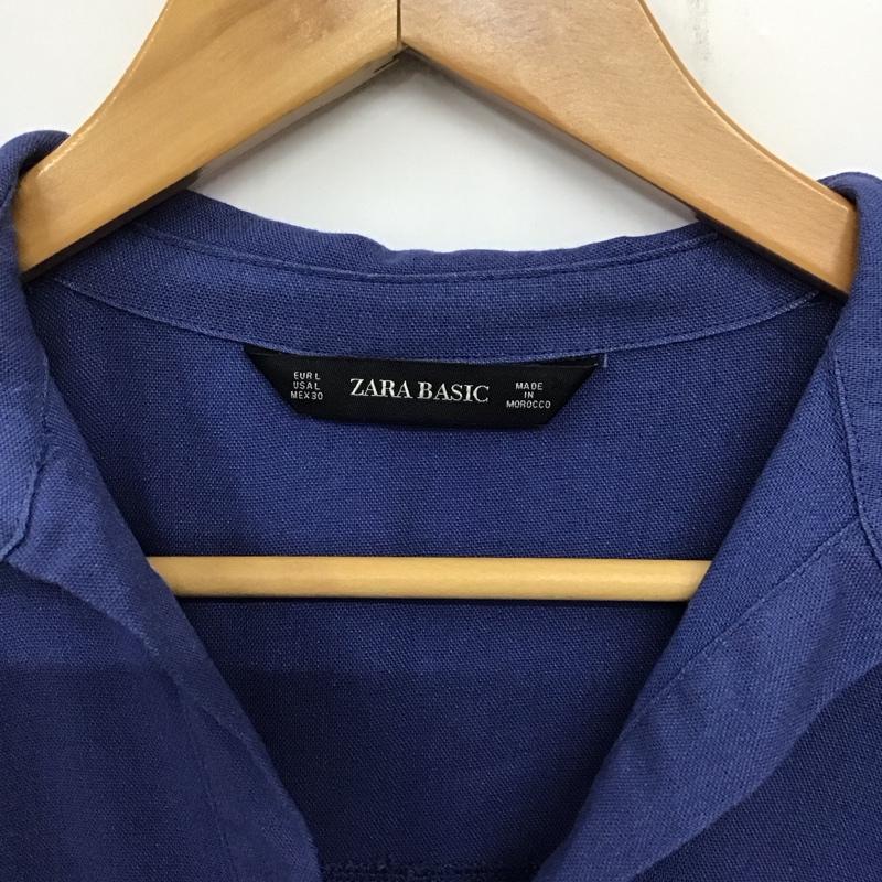 ザラベーシック ZARA BASIC ワンピース ひざ丈スカート L 無地 青 / ブルー / レディース USED 古着 中古 10134646