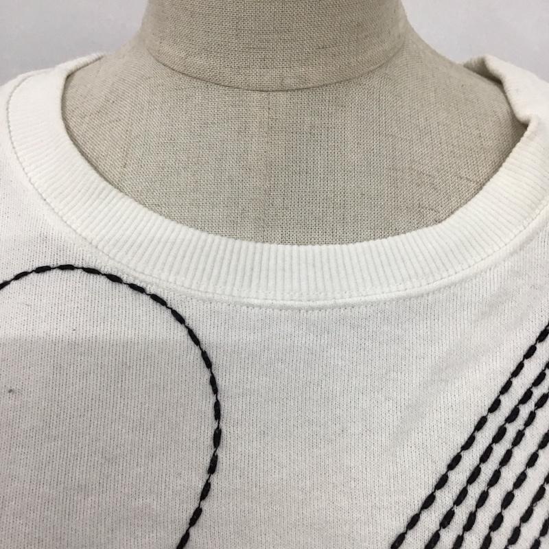 ザラ ZARA トレーナー 長袖 長袖トレーナー スウェット クルーネック リブスウェットカットソー L 刺繍 白 / ホワイト / レディース USED 古着 中古 10121652