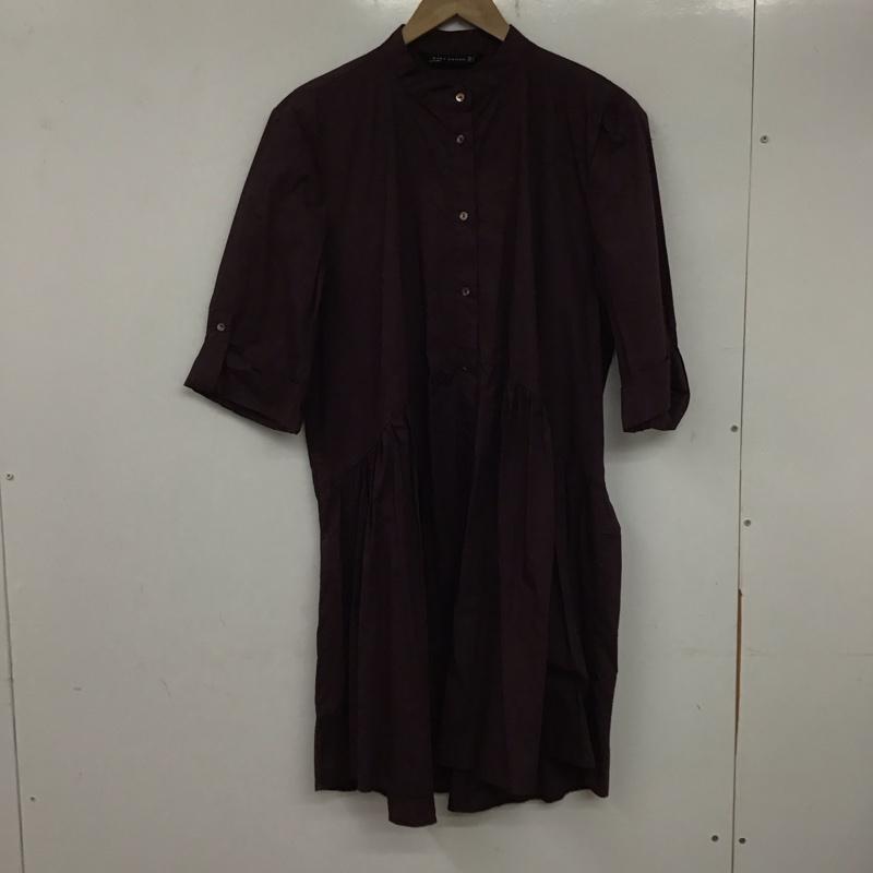 ザラ ZARA ワンピース ひざ丈スカート L 無地 紫 / パープル / レディース USED 古着 中古 10139540