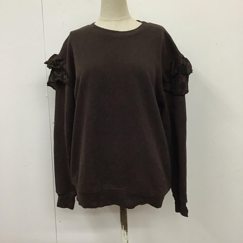 ザラ ZARA トレーナー 長袖 2298 467 716 肩フリル レース スウェット S 無地 ダークブラウン / ダークブラウン / レディース USED 古着 中古 10116309