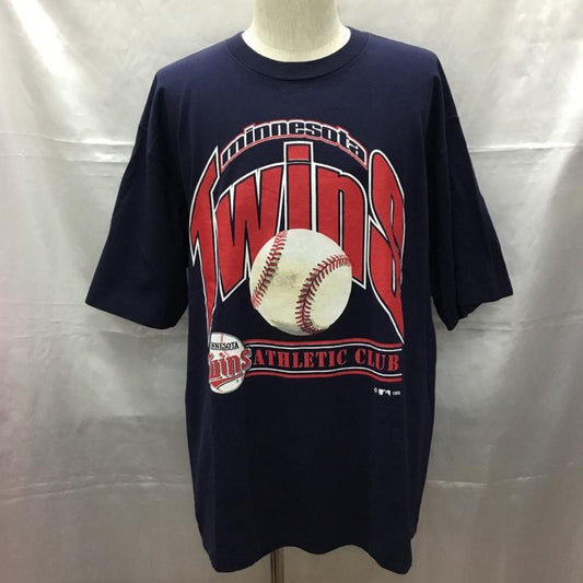 古着 USED Tシャツ 半袖 半袖カットソー プリントTシャツ クルーネックカットソー 古着 L プリント 紺 / ネイビー /  メンズ USED 古着 中古 10108725