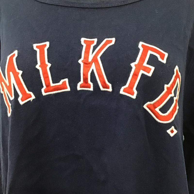 ミルクフェド MILKFED. Tシャツ 七分袖 0343910 チュニック ロング丈 M ロゴ、文字 紺 / ネイビー / レディース USED 古着 中古 10112028