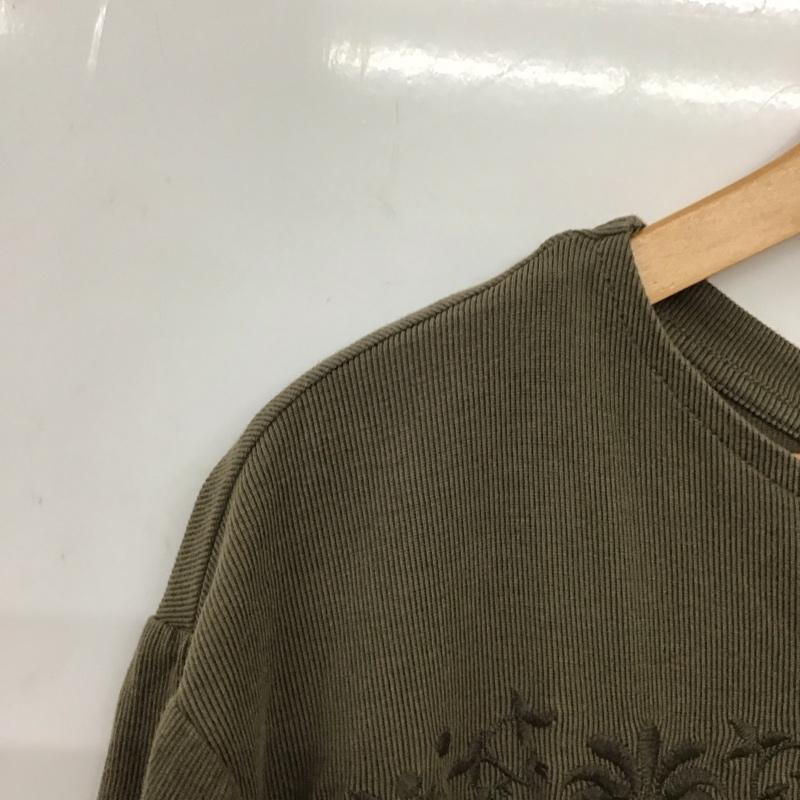 スタディオクリップ studio CLIP ワンピース ロングスカート 半袖ロングワンピース サイドスリット 刺繍 L 刺繍 カーキ / カーキ / レディース USED 古着 中古 10135784