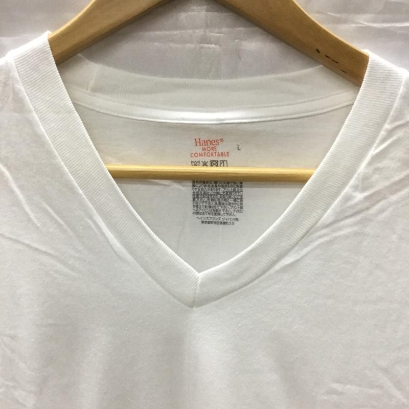 ヘインズ HANES Tシャツ 半袖 半袖カットソー 無地Tシャツ Vネックカットソー L 無地 白 / ホワイト /  メンズ USED 古着 中古 10113299