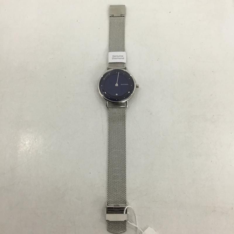 スカーゲン SKAGEN 腕時計 アナログ(クォーツ式) SKW2738 箱有 ロゴ、文字 紺 / ネイビー / X 銀 / シルバー / メンズ USED 古着 中古 10135144