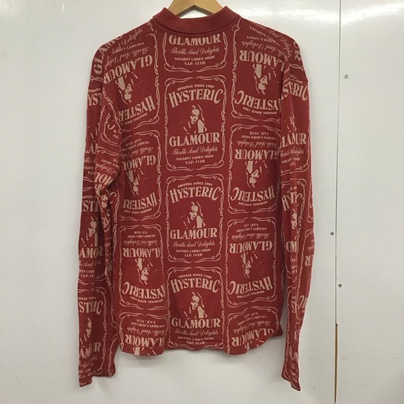 ヒステリックグラマー HYSTERIC GLAMOUR カットソー 長袖 長袖カットソー プリントカットソー カラーネック 長袖ポロシャツ M プリント 赤 / レッド / メンズ USED 古着 中古 10132911