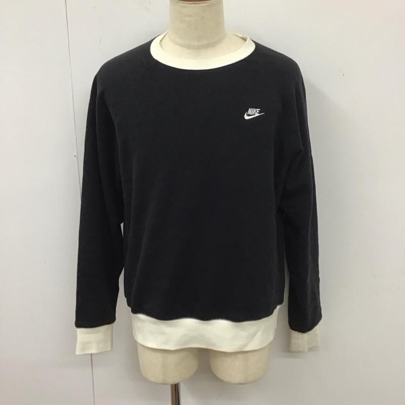 ナイキ NIKE トレーナー 長袖 fv5379-010 スウェットトレーナー クラブ 裏起毛 ラグランクルースウェット L ロゴ、文字 白 / ホワイト / X 黒 / ブラック / メンズ USED 古着 中古 10112758