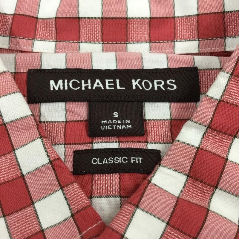 マイケルコース MICHAEL KORS シャツ、ブラウス 半袖 半袖シャツ カラーシャツ 半袖カットソー チェックシャツ S チェック 白 / ホワイト / X 赤 / レッド /  メンズ USED 古着 中古 10109323