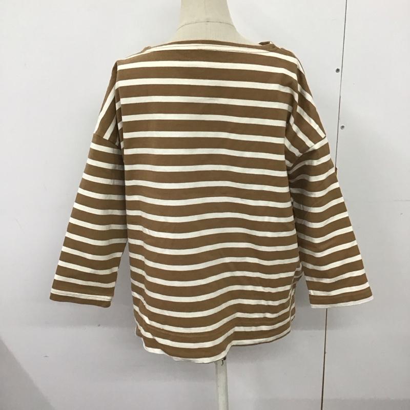 ひより HIYORI カットソー 七分袖 七分丈カットソー クルーネックカットソー ボーダーTシャツ FREE ボーダー柄 白 / ホワイト / X 茶 / ブラウン / レディース USED 古着 中古 10124073