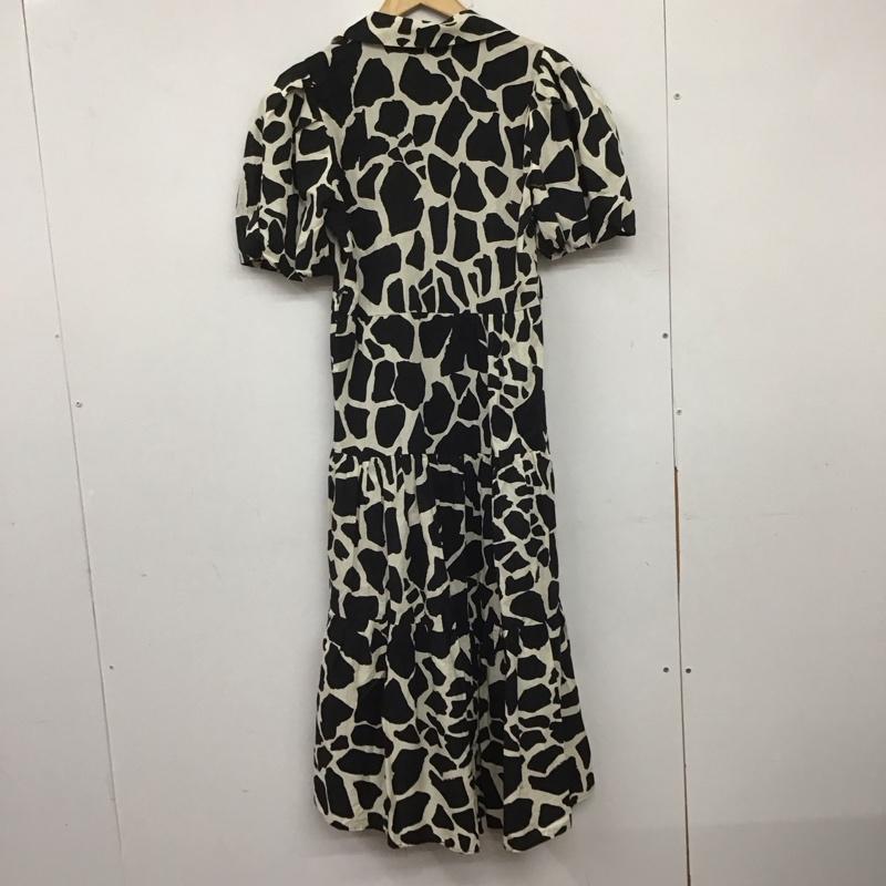 ザラ ZARA ワンピース ロングスカート 2427 250 093 バルーンスリーブ シャツワンピース スキッパーワンピース XS アニマル柄 白 / ホワイト / X 黒 / ブラック / レディース USED 古着 中古 10138651