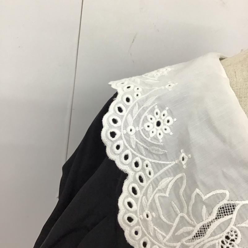 ジルスチュアート JILLSTUART シャツ、ブラウス 半袖 半袖シャツ カラーシャツ 半袖カットソー ビックカラー M 無地 黒 / ブラック / レディース USED 古着 中古 10118587
