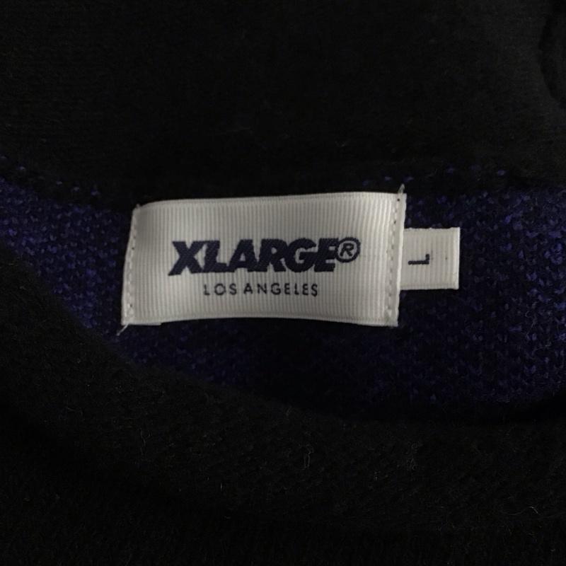 エクストララージ XLARGE ニット、セーター 長袖 長袖ニットカットソー スタンドネック セーター L ロゴ、文字 黒 / ブラック / メンズ USED 古着 中古 10126252