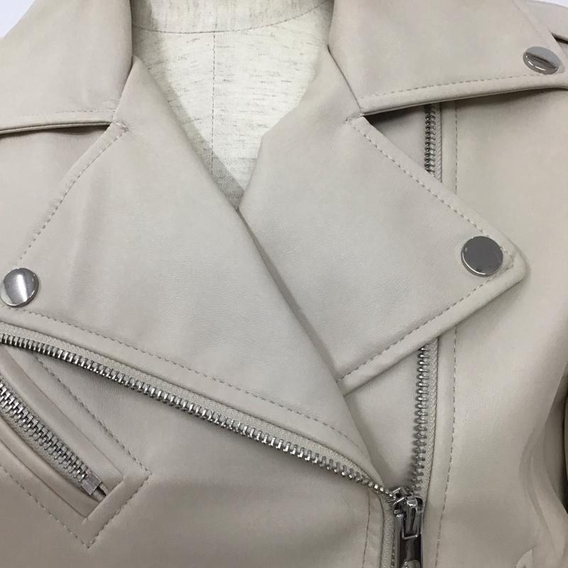 ザラ ZARA ジャケット、上着 ジャケット、ブレザー ジップアップジャケット ライダースジャケット アウター L 無地 ベージュ / ベージュ / レディース USED 古着 中古 10127850