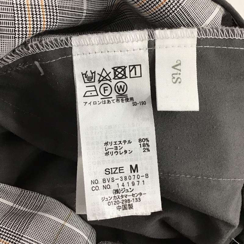 ビス ViS ボトムス ボトムス BVS-38070-B ワイドパンツ タック入り M チェック 白 / ホワイト / X 黒 / ブラック / X 橙 / オレンジ / レディース USED 古着 中古 10122665