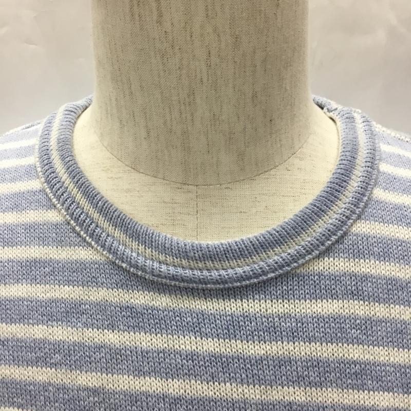 ナノベース nano base カットソー 長袖 ba73tt0552ph 接結ボーダーTシャツ L/S 長袖カットソー クルーネックカットソー M ボーダー柄 白 / ホワイト / X 水色 / ライトブルー /  メンズ USED 古着 中古 10108718