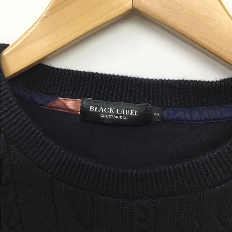 ブラックレーベルクレストブリッジ BLACK LABEL CRESTBRIDGE ニット、セーター 長袖 長袖ニットカットソー クルーネック セーター 2 無地 紺 / ネイビー / メンズ USED 古着 中古 10133184