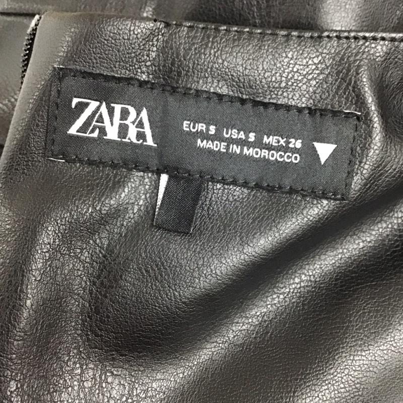 ザラ ZARA ワンピース ロングスカート 8457 560 800 フェイクレザー ジャンパースカート S 無地 黒 / ブラック / レディース USED 古着 中古 10118792