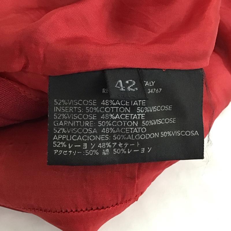 プラダ PRADA ワンピース ひざ丈スカート ノースリーブ 42 無地 えんじ / ワインレッド / レディース USED 古着 中古 10114442