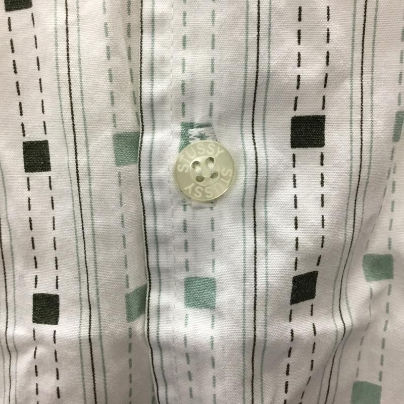 ステューシー STUSSY シャツ、ブラウス 半袖 半袖シャツ カラーシャツ 半袖カットソー プリントシャツ M 総柄 白 / ホワイト / X カーキ / カーキ / メンズ USED 古着 中古 10106404